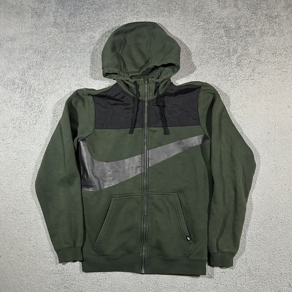Nike NSW Hybrid Fleece Olive Green Hoodie Jacket Men's Size Small #2799
